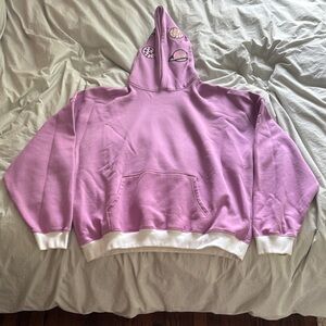 Pink Hoodie with White Trim